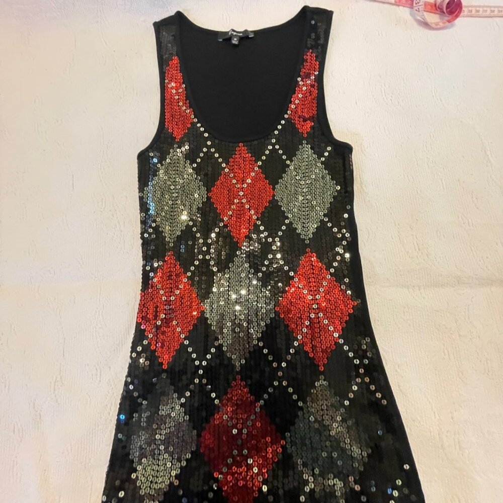 Express argyle sequin tank top